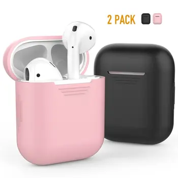 

2 Pack AirPods Case Premium Silicone Cover Skin for AirPods Charging Case [Upgrade Version] (Black,Pink)
