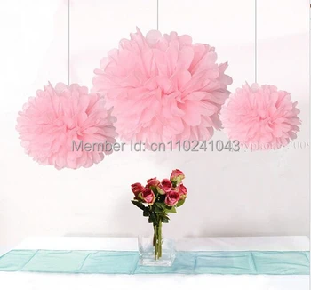 

Hot Sale 15pcs 25cm(10inch) Light Pink Tissue Paper Pom Poms Wedding Party Decoration, Paper Flower Ball Home Decoration