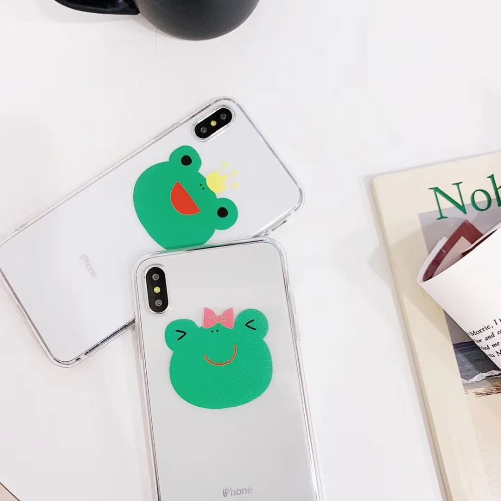 Funny Transparent Frog prince Lovely couple soft shell For iPhone 7 7Plus 6 6S 6Plus 8 8Plus X XR XS Max TPU Anti-fall Phone case04
