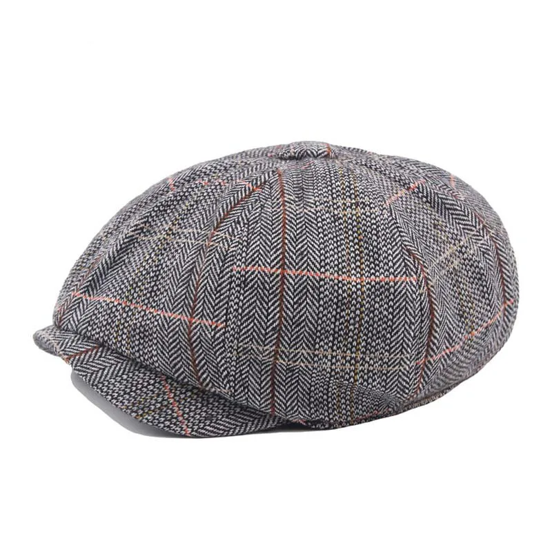 

Plaid Octagonal Cap men Retro Newsboy Caps peaky blinders hat Casual Beret Flat Hats Boinas Para Hombres