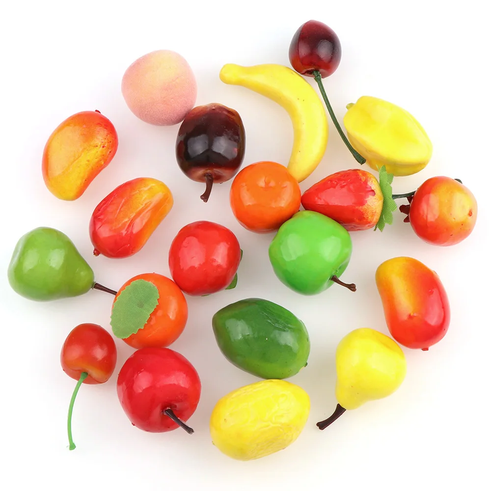 

About 20Pcs Educational Simulation Miniature Food Model Artificial Fruits Kids Kitchen Toys For Children Girls Decoration