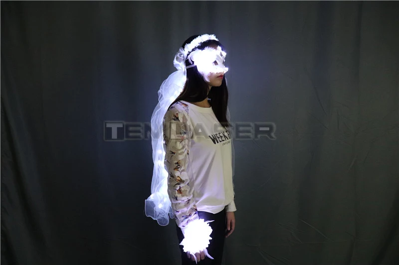 Светодиодный светящийся венки с вуалью музыкальный фестиваль вечерние электронный посевное оборудование сценическое представление вуаль принцесса украшения для волос