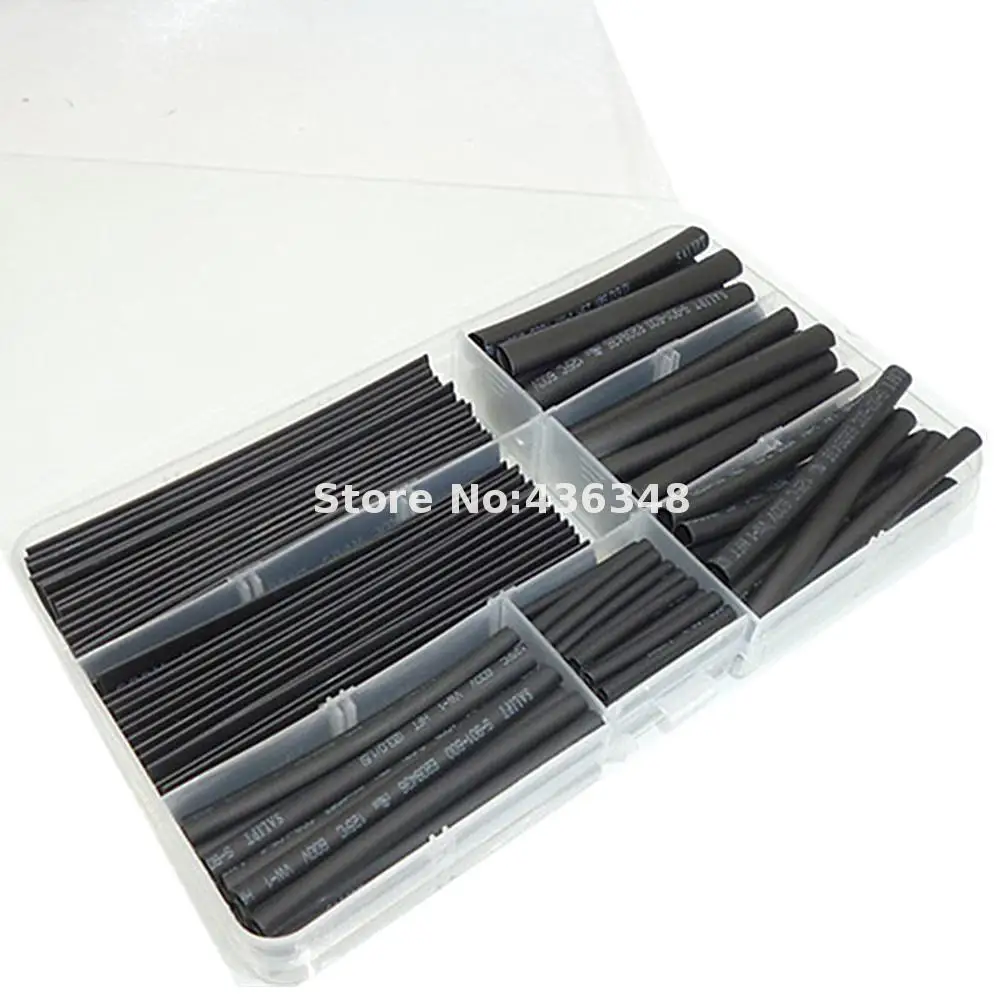 142pcs Electrical Cable Heat Shrink Tube Tubing Wrap Black Heat Shrink
