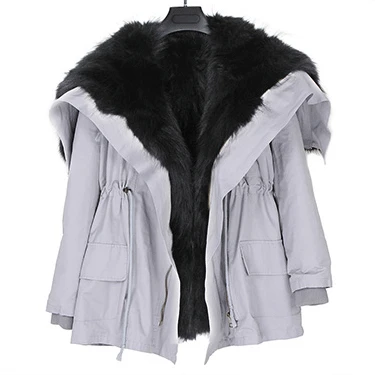 Пальто из натурального меха, зимняя куртка для женщин, воротник из натурального меха енота, капюшон из меха кролика Рекс, подкладка из лисьего меха, свободная черная парка, модная - Цвет: raccoon fur