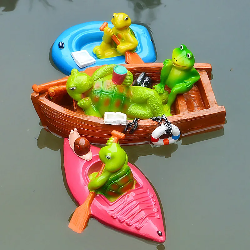 Креативный милый плавающий мультфильм черепаха каяк статуя открытый сад пруд Декоративная скульптура Сад Аквариум Декор Орнамент