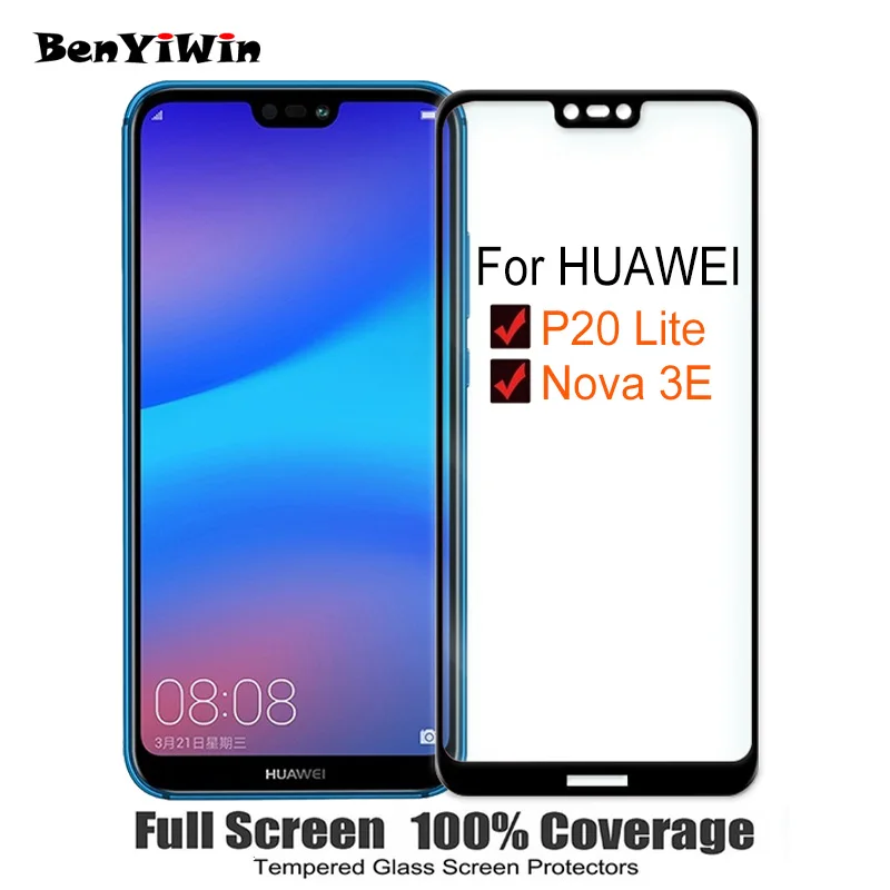 2 шт. полное покрытие Защита экрана для huawei P20 lite 9H чехол из закаленного стекла для Nova 3E ANE LX3 L23 LX1 L03 пленка