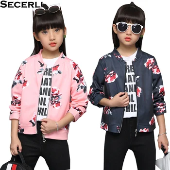 

2018 New Girls Jacket Spring Autumn 3 to 12 Years Children Girls Coat Outerwear Long Sleeve Teennage Girls Casual Floral Coat