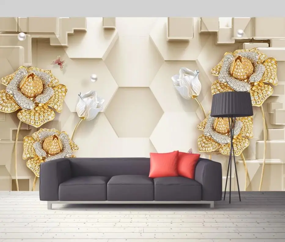 Custom any size photo Simple jewel flower wall modern wallpaper for living room Custom any size photo Simple jewel flower wall modern wallpaper for living room