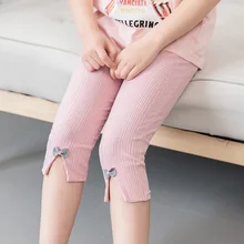 Летние леггинсы высокого качества для девочек, штаны, кружевная хлопковая детская одежда, штаны до колена с цветочным узором для девочек, укороченные штаны для танцев