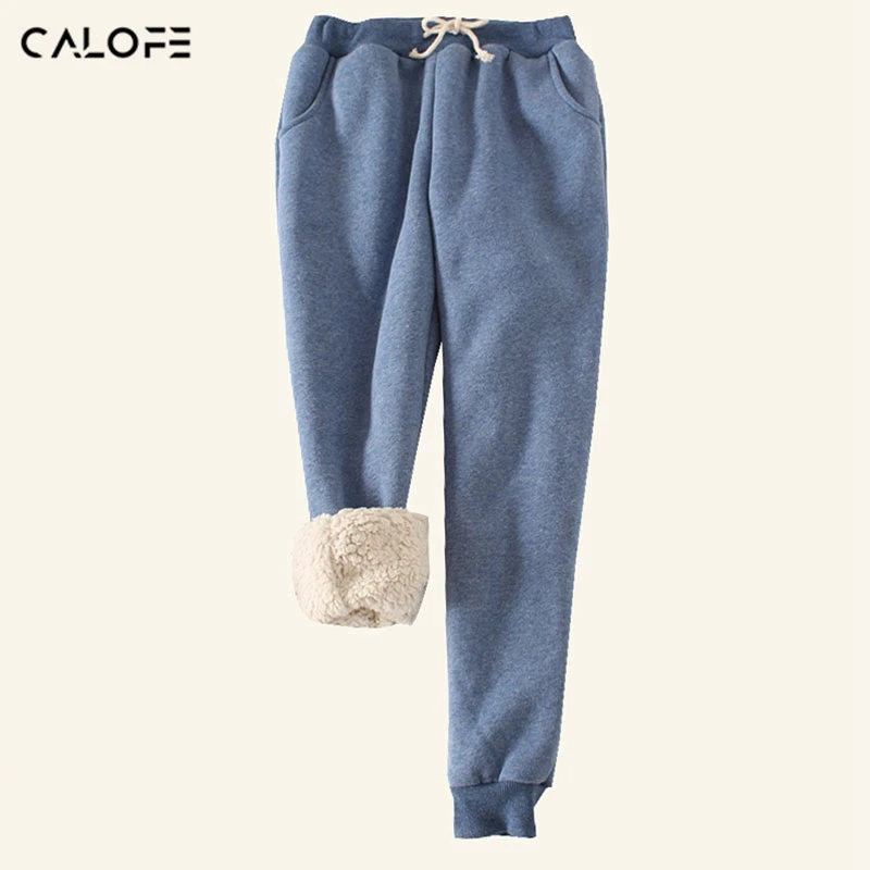 

CALOFE 2019 Autumn Winter Women Fleece Sweatpants Trousers Candy Color Casual Thick Velvet Cashmere Tracksuit Pants M-2XL