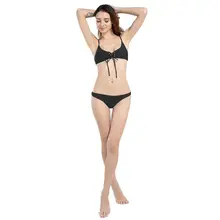 3 Colors Women Sexy Two Piece Bikini Set Deep Scoop Neck Metal Hole Criss Cross Drawstring Bandage Bra Low Waist Thong Solid Col 3 Colors Women Sexy Two Piece Bikini Set Deep Scoop Neck Metal Hole Criss Cross Drawstring Bandage Bra Low Waist Thong Solid Col