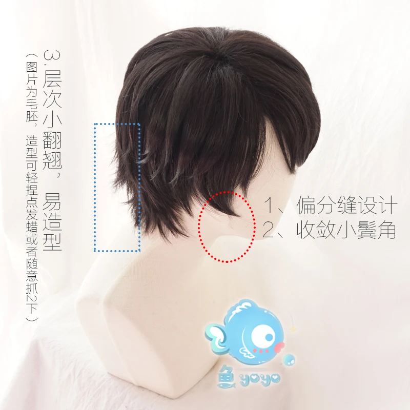 Черные короткие синтетические волосы Victor Wig для мужчин парики костюма косплея +