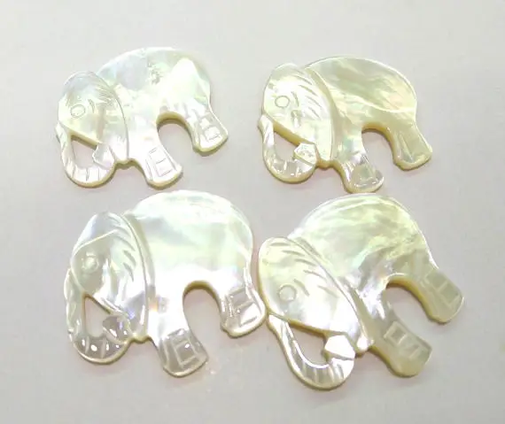 

large 60mm Vintage, Mother-of-Pearl shell elephant beads. Tribal, Native American fetishes. carved ELEPHANTS shell cabochons 6pc