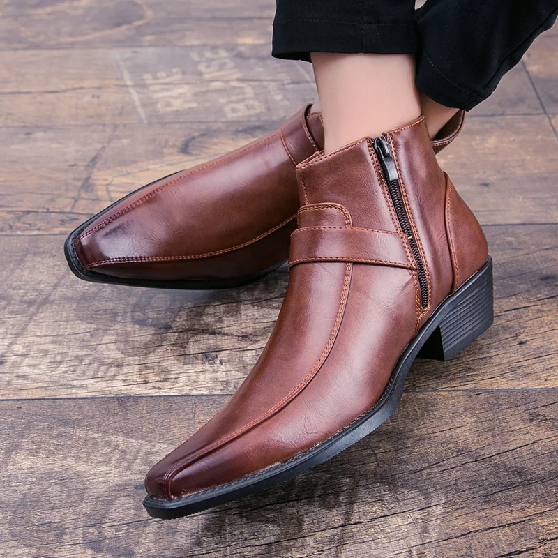 Fine Zero/Новые Брендовые мужские ботинки с острым носком на молнии высококачественные удобные весенние кожаные ботинки ручной работы в стиле ретро