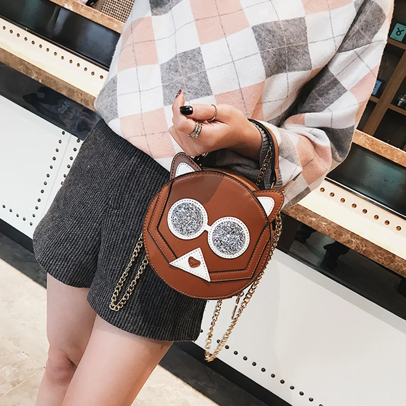 Women Patchwork Handbag Female Leather Roll Circular Bag Famous Crossbody Shoulder Bags Animal Chains Fashion Tote Sac SS7316 (13)