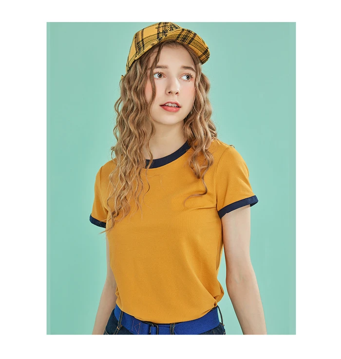 Giordano женская футболка с короткими рукавами и круглым вырезом,выполнена из натурального хлопка,есть несколько цветов данной модели