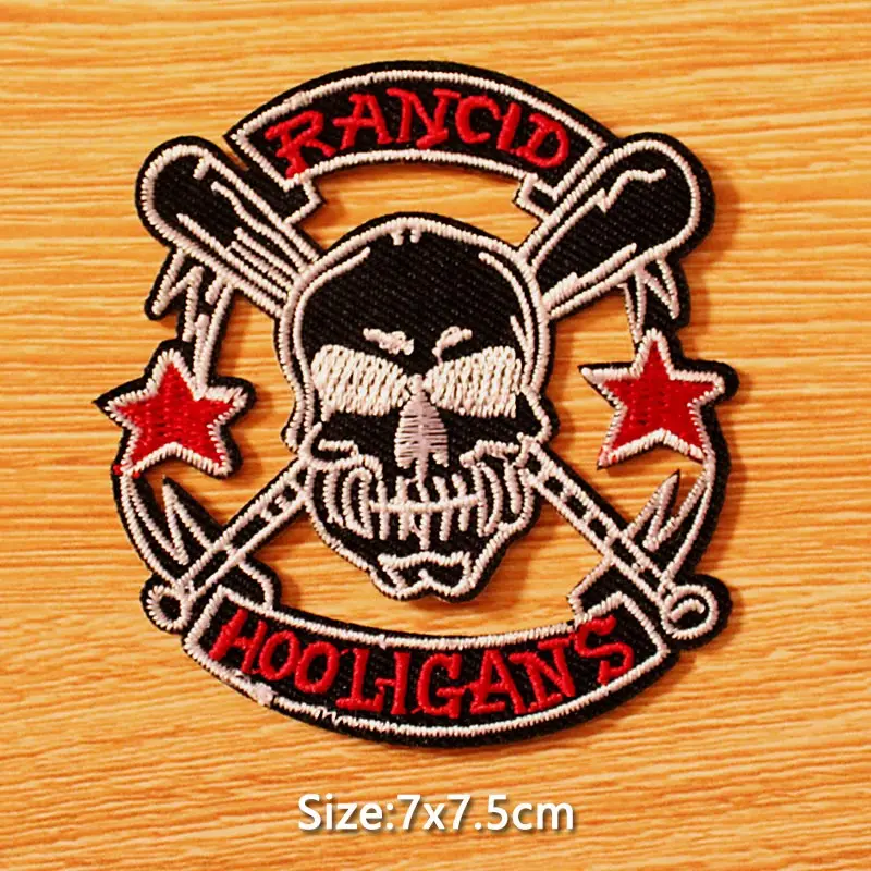 DIY Punk Skull Patch Embroidered Patches For Clothing Iron On Patches On Clothes Rock Hippie Patch Biker Badges Black Applique