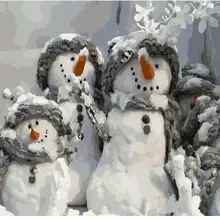 5794 Семья Снеговиков-краски по номерам наборы для взрослых DIY