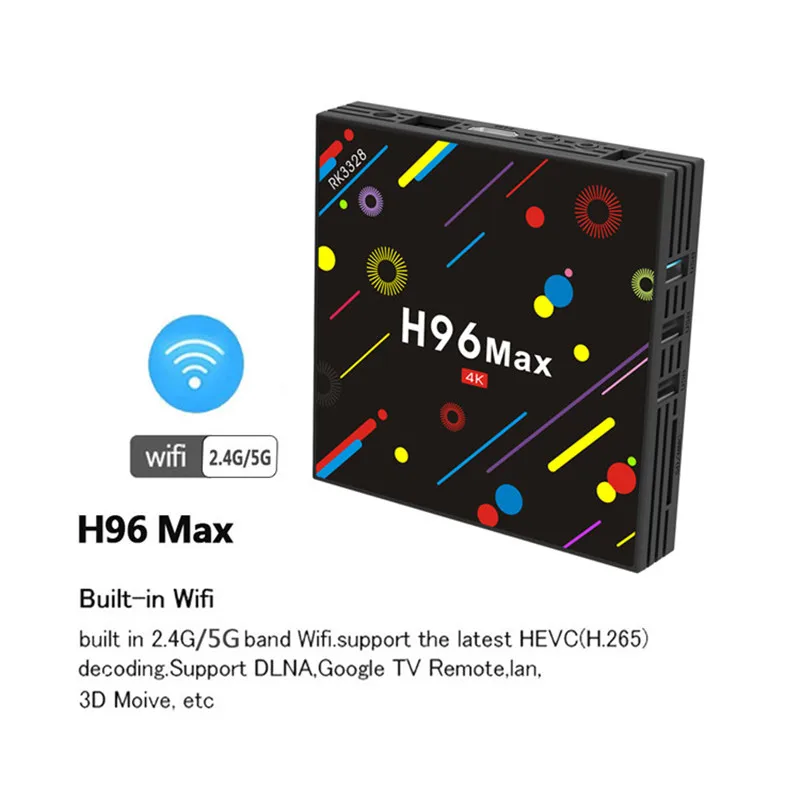 

H96 MAX Android 7.1 Smart TV Box RK3328 Quad Core 4K WiFi Bluetooth Set Top Box BT4.0 Media Player 4G / 32G WIFI 2.4G TV Player