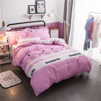 

Skincare bedding three/four piece set pink Princess wind student dormitory dormitory single 1.2m quilt cute cartoon bed produc