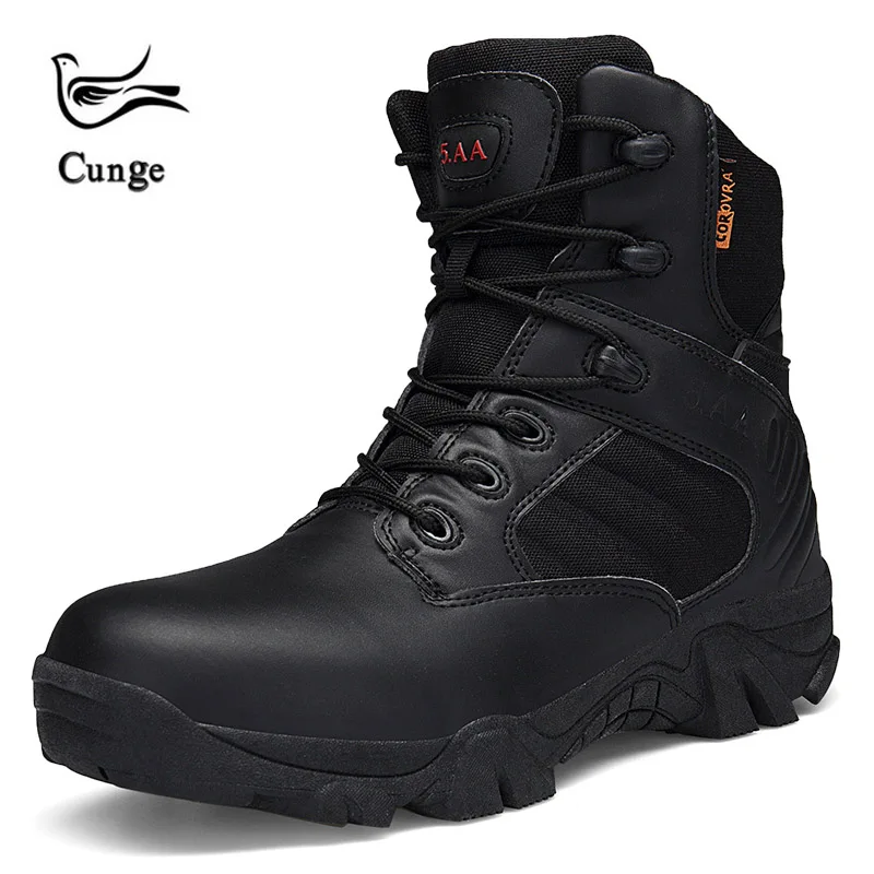 

Men's Military Tactical Boots Outdoor Hiking Boots Breathable Leather Waterproof Boots Mountain Climbing Shoes size:39-46