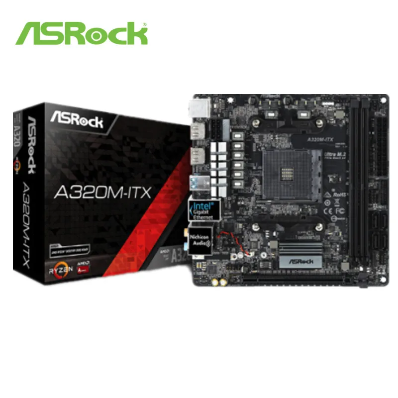 Материнская плата ASRock Super Alloy A320M-ITX A320 разъем для AMD AM4 cpu DDR4 32G SATA3, 1 Ultra M.2 USB 3,1 HDMI ITX