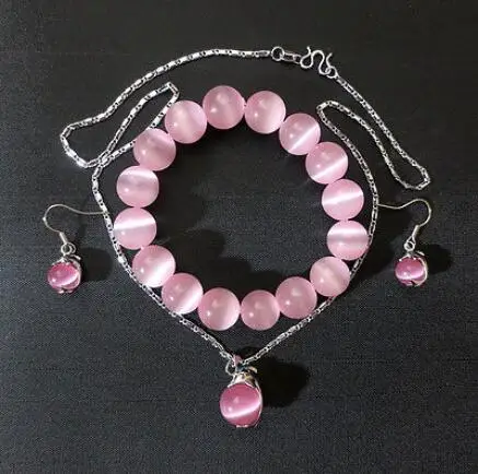 

Free Shipping >>new hot Fascinating Cat Eye Stones Necklace Pendant Earring Bracelets Opal Jewelry Sets