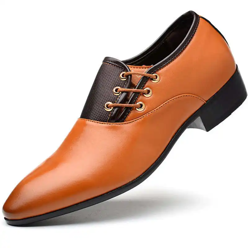 Мужские деловые свадебные туфли из искусственной кожи в британском стиле; сезон весна-осень; Роскошные Мужские модельные туфли в деловом стиле; мужские лоферы с острым носком; большие размеры - Цвет: Оранжевый