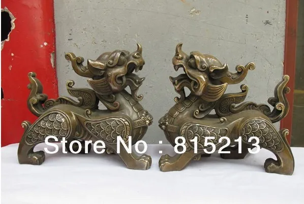 

wang 000248 China Feng shui statue Bronze Evil Guardian Door Fu Foo Dog Lion statuary Pair
