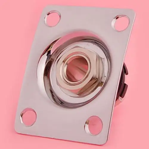 Chrome Plated Square Output Plate and Jack for Electric Guitar