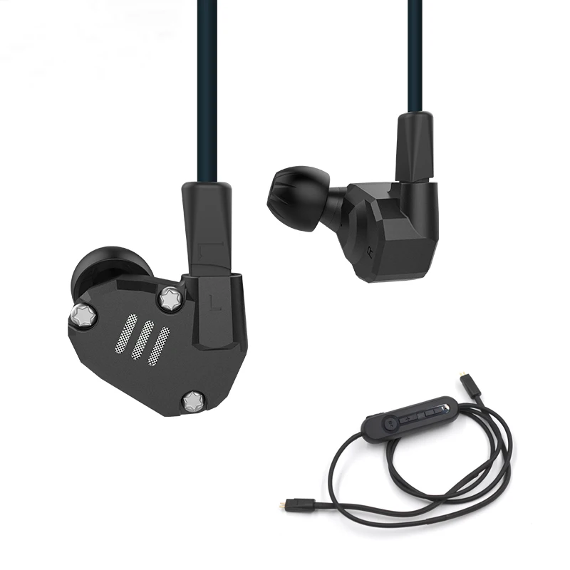 Дизайн KZ ZS6 оригинальная коробка 2DD+ 2BA наушники HIFI шумоизоляция стерео монитор гарнитура с микрофоном наушники для мобильного телефона - Цвет: Black Bluetooth