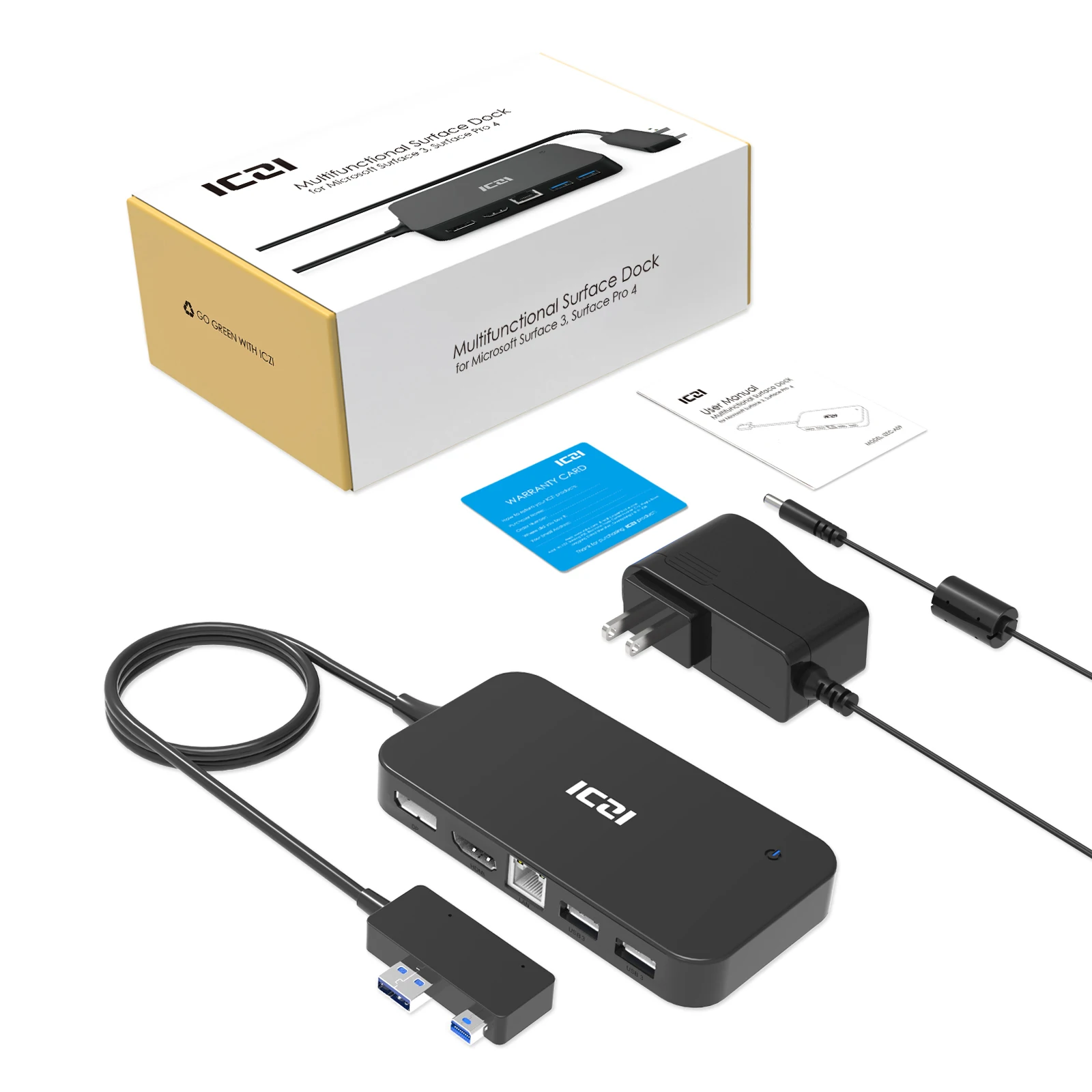 Surface Dock Hub with HD DP Ethernet Lan port USB 2.0/3.0 Port Docking Station for Microsoft Surface Pro  5 6