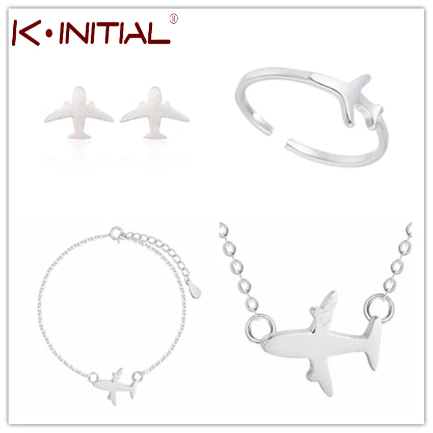 Kinitial Fashion Airplane Jewelry Set Charm Cartoon Plane Aircraft