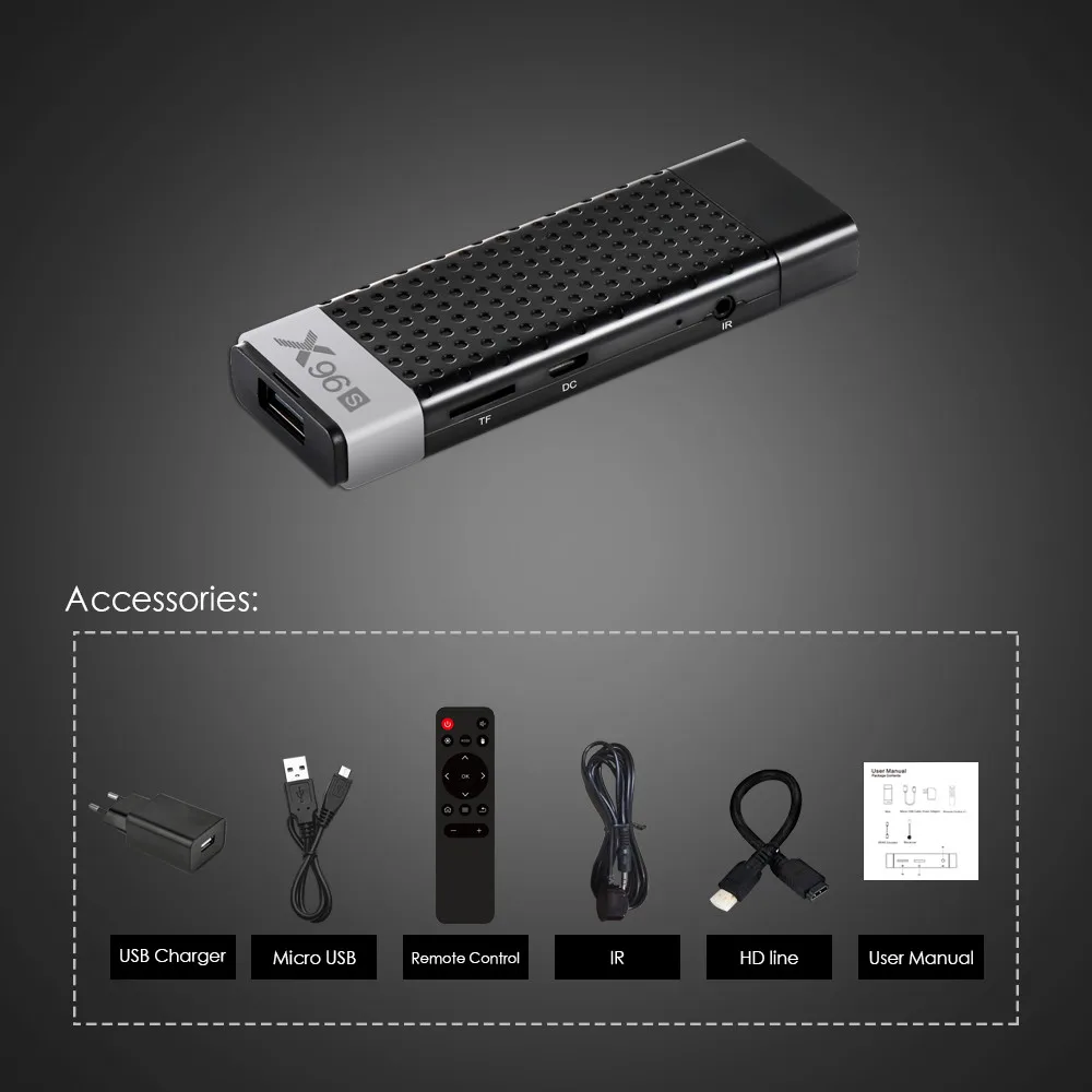 Android X96s tv Stick и Android 9,0 дисплей ключ четырехъядерный Amlogic S905Y2 Wifi 4 Гб ram 32 Гб rom Bluetooth Smart tv Box