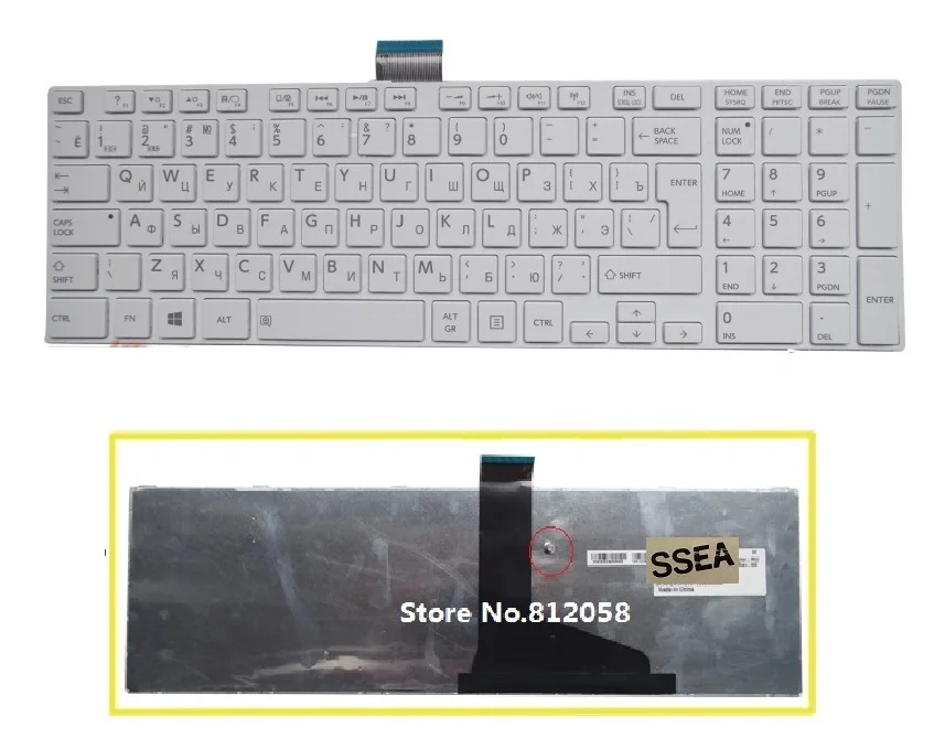 Клавиатура для ноутбука SSEA Русская клавиатура Toshiba satellite C850 C855 L850 L850D L855 C870 C875 L875 L950
