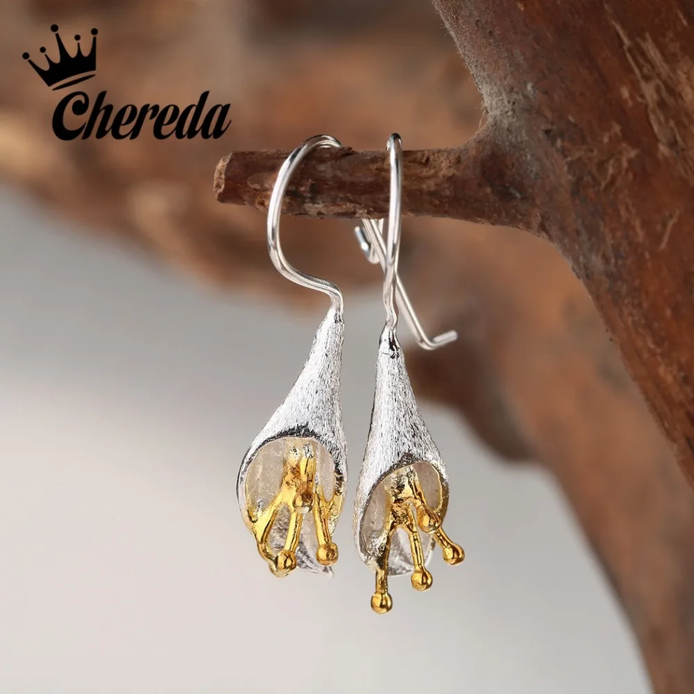 Длинные висячие серьги Chereda Morning Glory на клипсе Роскошные вечерние свадьбу