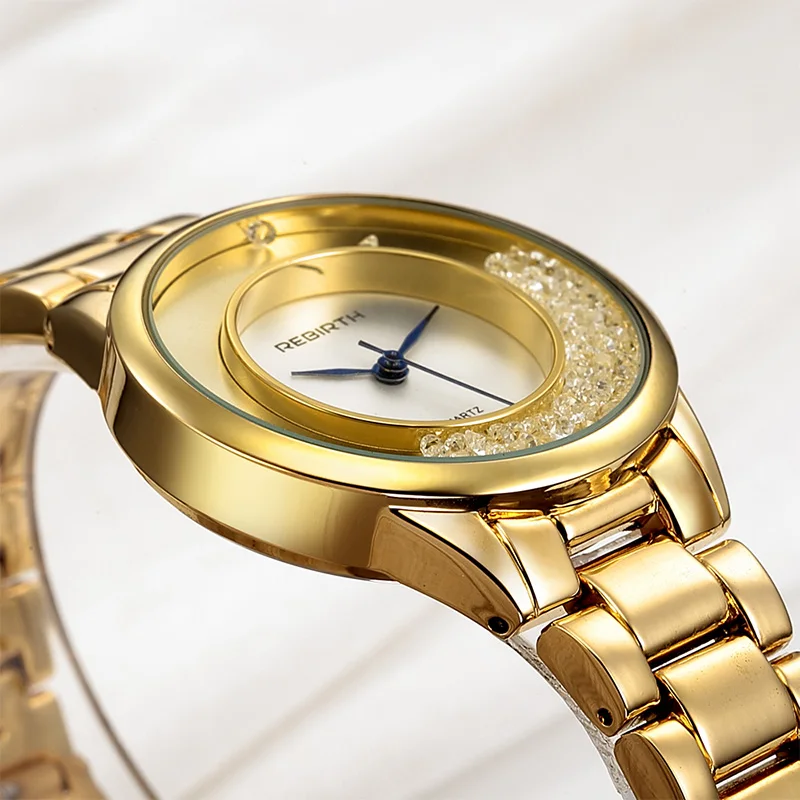 REBIRTH 2017 Hot Sale Women Watches Luxury Lady Watch Woman gold Wristwatches Fashion Crystal Watches Gift Watch Women Relogios