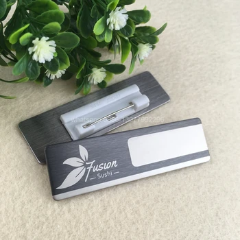 

1pc custom pin staff name tag staff badge holder laser badge stainless steel plate 70X20mm employee id personlized name tag