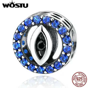 

New Arrival 925 Sterling Silver Eye Charm Bead With Blue CZ Fit Original WST Bracelet Fashion Authentic Jewelry Gift