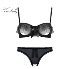 Varsbaby дамское сексуальное трикотажное прозрачное однотонное нижнее белье с оборками комплекты бюстгальтеров без подкладки