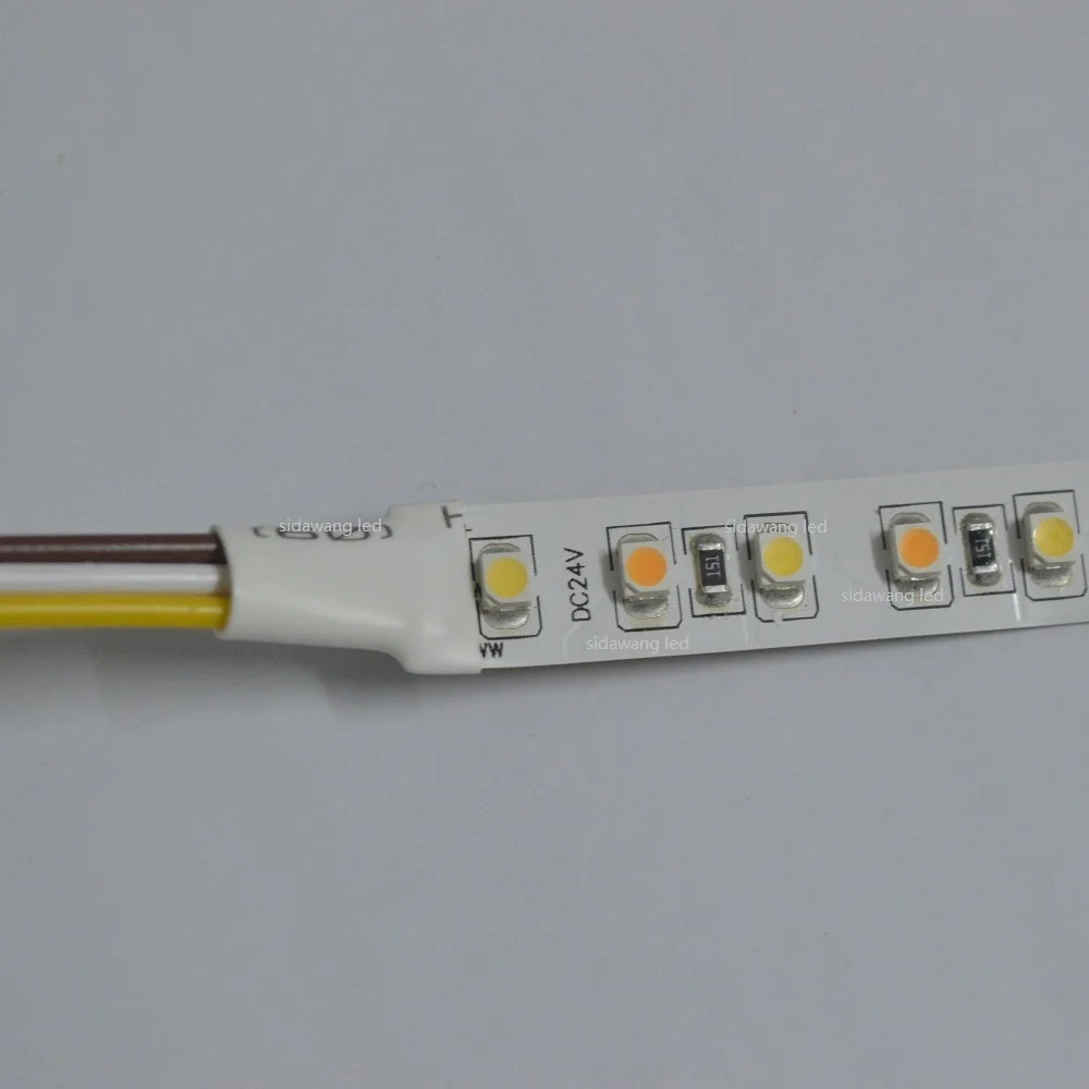 Двойной Цвет ультратонкое естественное освещение CRI> 95+ Ra SMD3528 CCT Цвет Температура Регулируемый& регулируемая светодиодная лента света CW+ WW DC12/24 V 120 светодиодный s/m 5 м/катушка