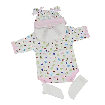 

Handmade Hearts-Print Romper Hat Set For 16''-17" Reborn Baby Girl Doll American Girl Doll Accessories Doll Clothes Baby Girl