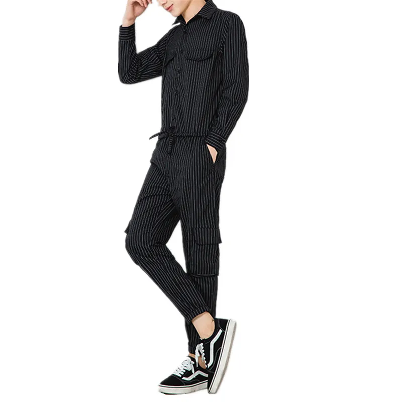 Мужской весенне-осенний комбинезон с длинными рукавами, Стильный Модный комбинезон для ночного клуба, южнокорейская рабочая одежда, брюки
