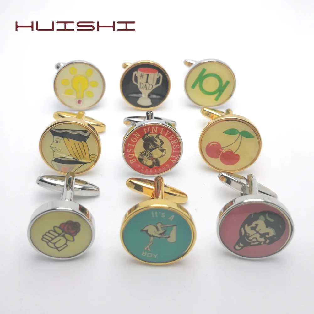 HUISHI Новое поступление модные мужские запонки круглые медные для рубашки оптовая