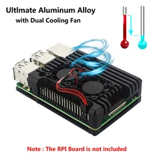 For Raspberry Pi 4 Aluminium Metal Case Raspberry Pi 3 Case Cooling Enclosure with Dual Fan for Raspberry Pi 3 Model B 3B Plus