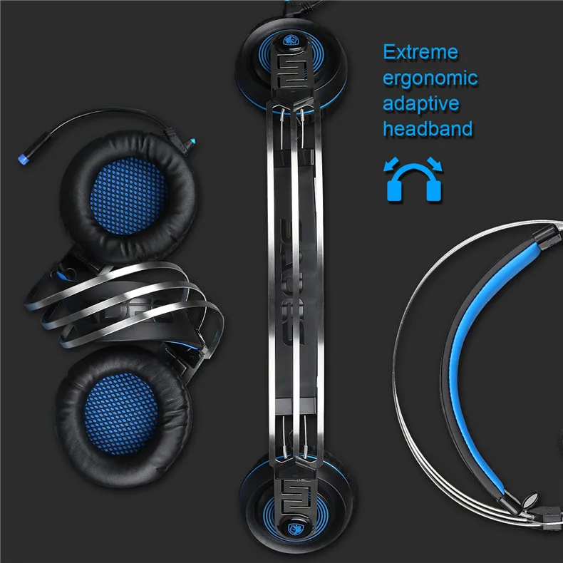 Sades A7 USB Gaming Headset Headphones 7.1 Stereo Surround Sound Earphone Game Headphone with Microphone Led for PC Laptop Gamer (7)