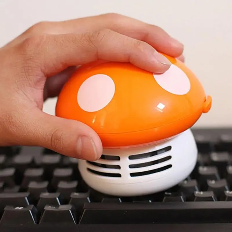 

Cute Hand Held Sweeper Mini Mushroom Corner Desk Table Dust Vacuum Cleaner Sweeper