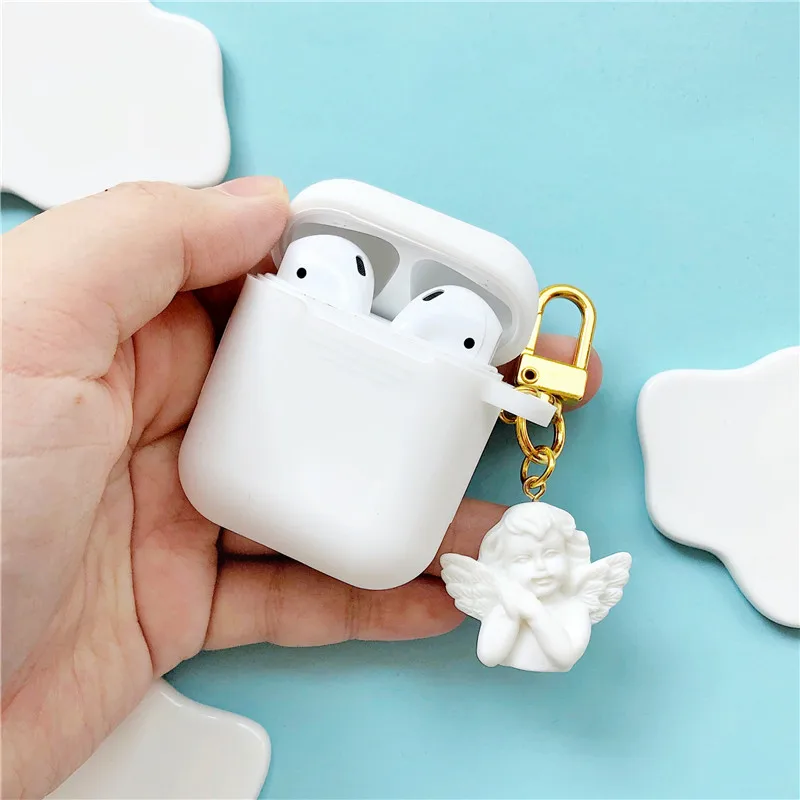 Белый силиконовый чехол для Apple Airpods, противоударный чехол для наушников, чехол s, ультра тонкий защитный чехол Air Pods, брелок