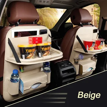 

Car Seat Back Bag Folding Table Organizer Pad Drink Chair Storage Pocket Box Travel Stowing Tidying Automobile Accessories