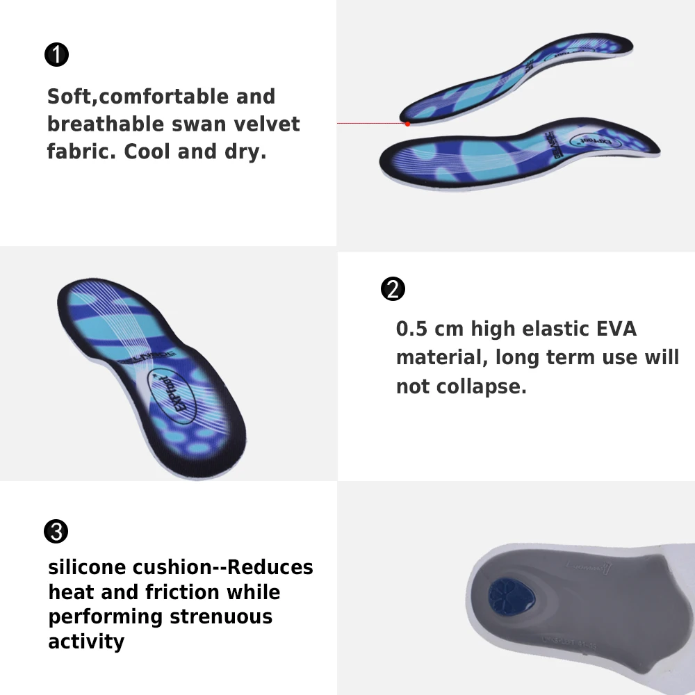 EXPfoot 3D ортопедические плоскостопие Ноги высокой арки гель пятки поддержки обуви вставки Стельки колодки